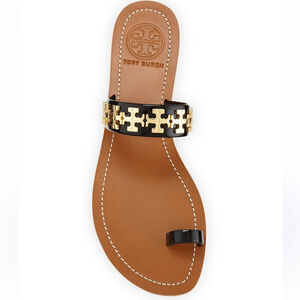 SOLD Tory Burch Black Gold Studded Accent Leather Upper Sandal Slides Size 7.5